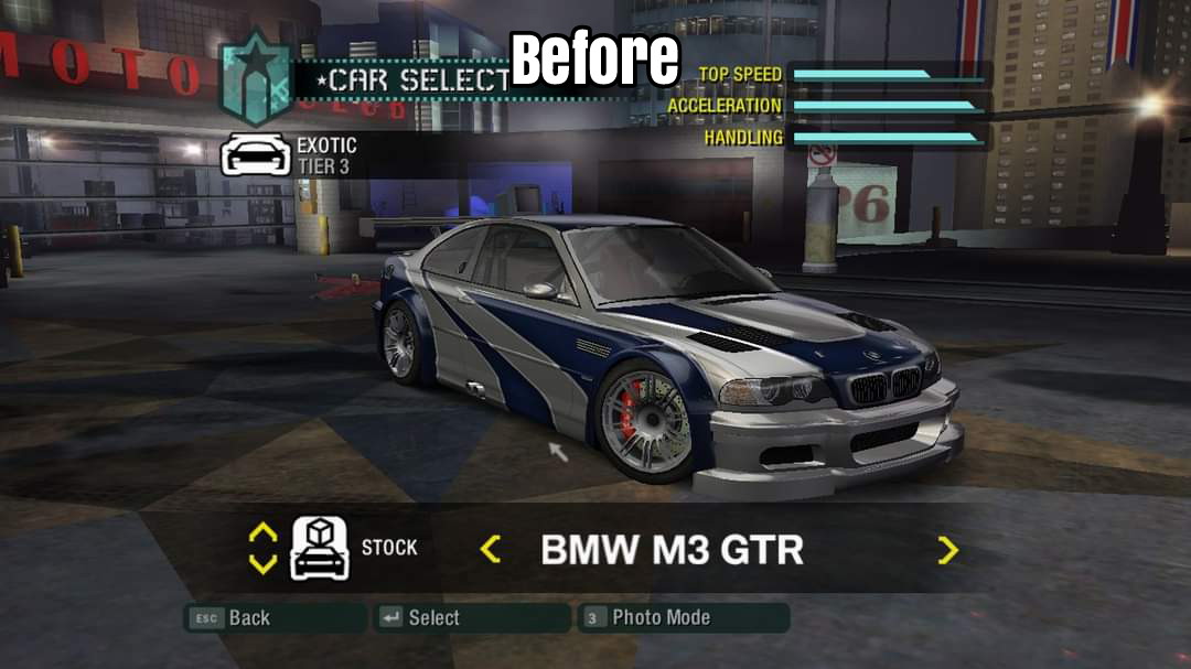 Need For Speed Carbon M3 GTR Logo Fix